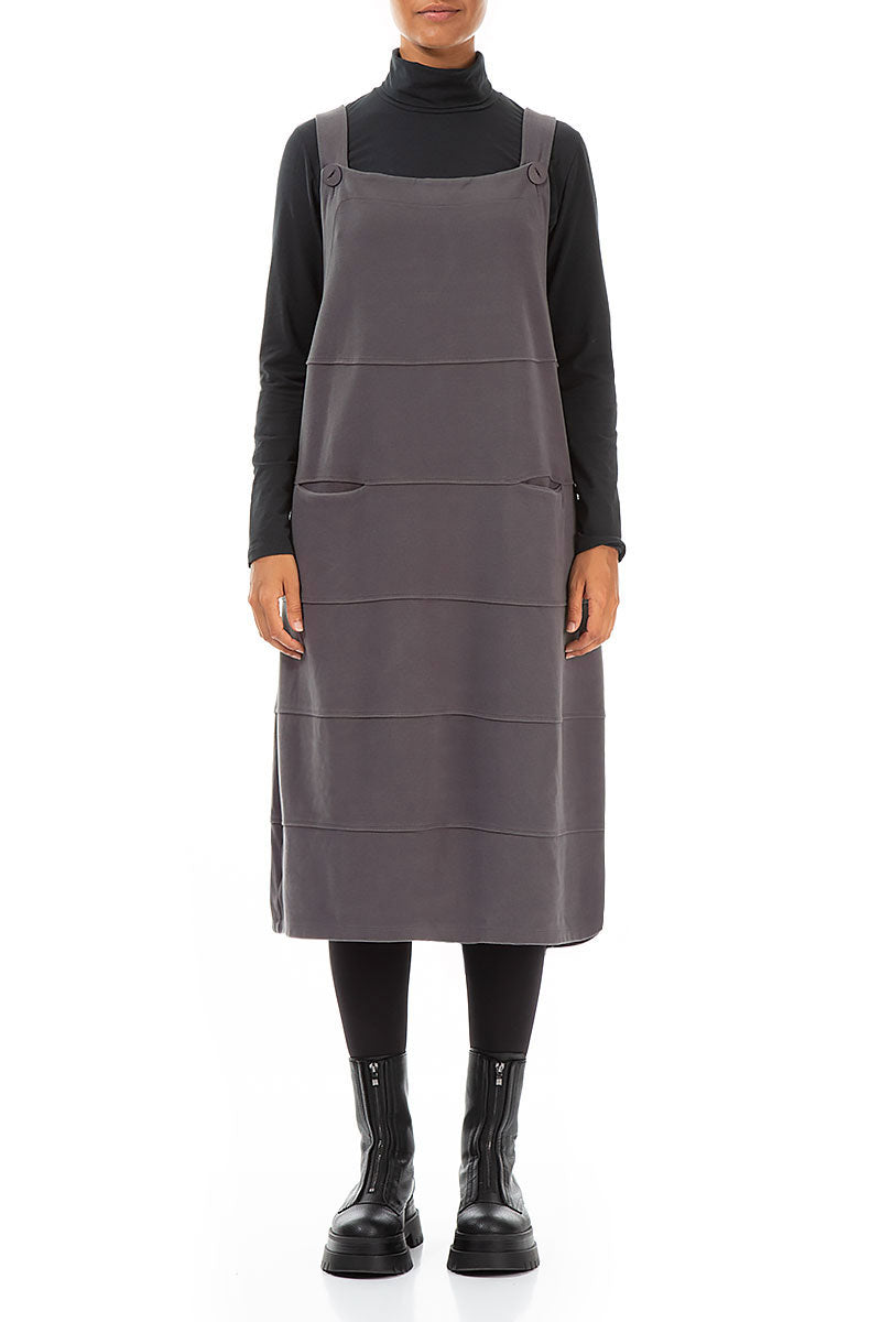 Graues Baumwoll-Jersey-Ballon-Latzkleid