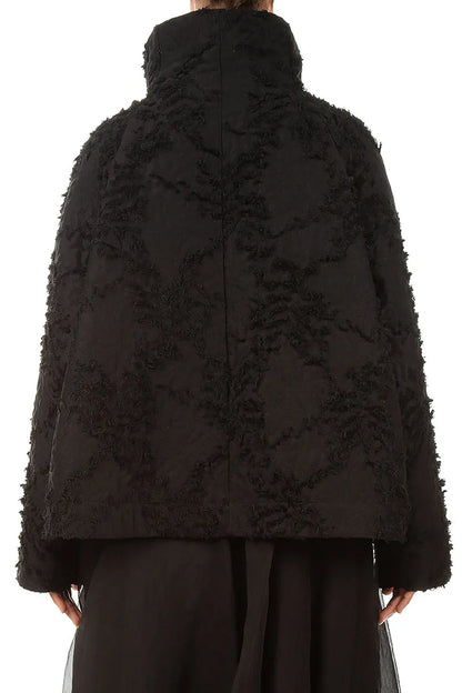 High Collar Black Feathered Jacket 2