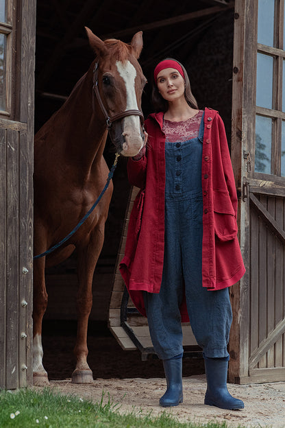 Hooded Oversized Ruby Stretch Cotton Coat