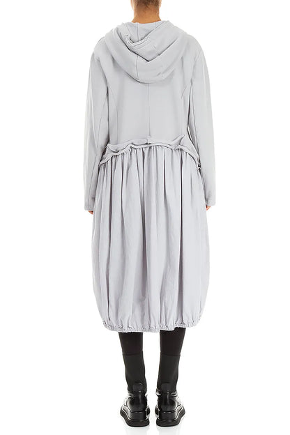 Hooded Pearl Grey Cotton Jacket Dress