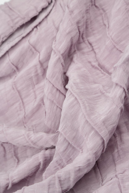 Horizontal Hem Crinkled Lilac Silk Linen Blouse 5