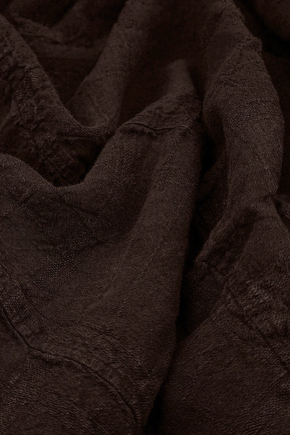 Robe salopette en lin Brun truffe à motifs