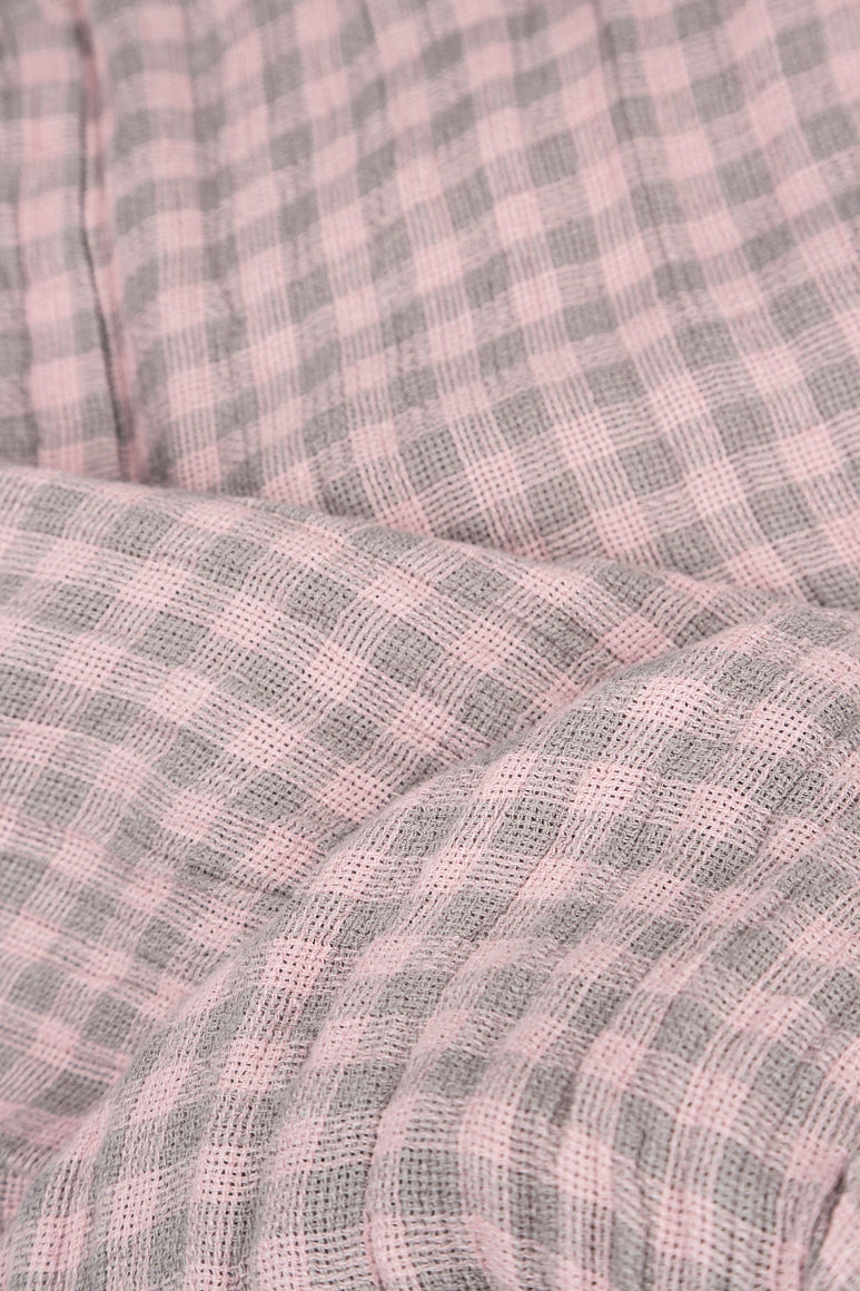 Pink Check Linen Dungaree Dress 5