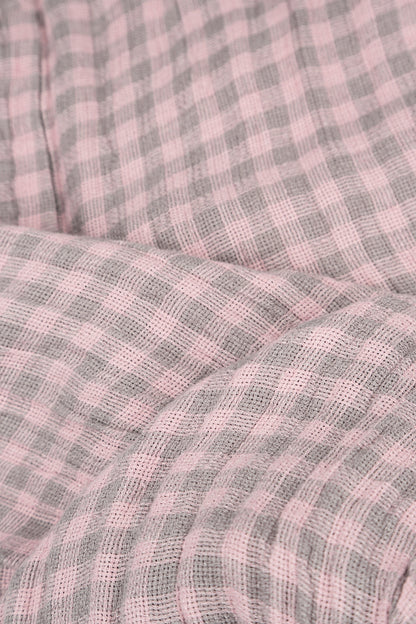 Pink Check Linen Dungaree Dress 5