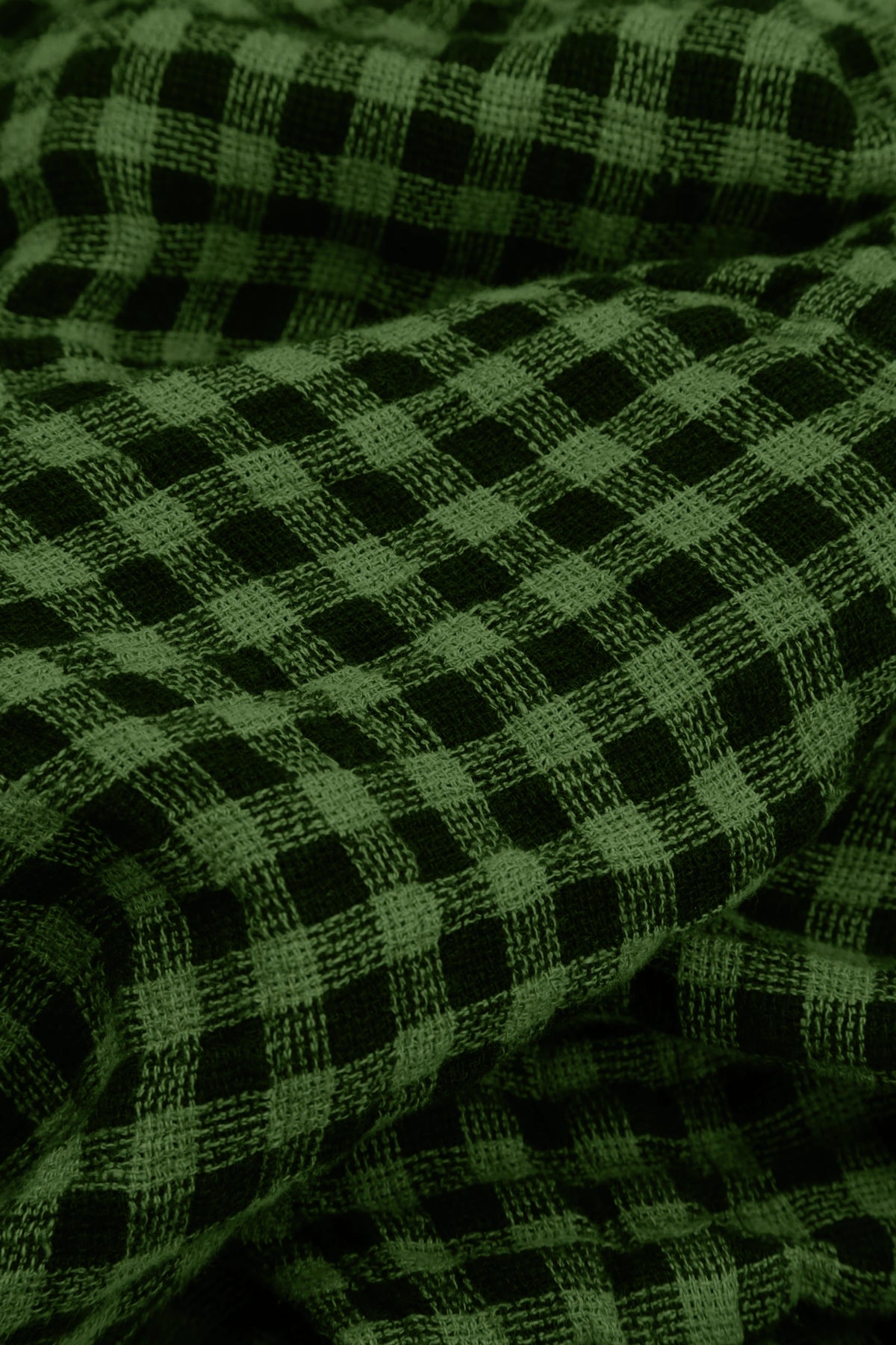 Loose Shamrock Green Check Linen Shirt