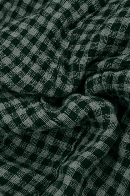Buttoned Sage Check Linen Dress 5