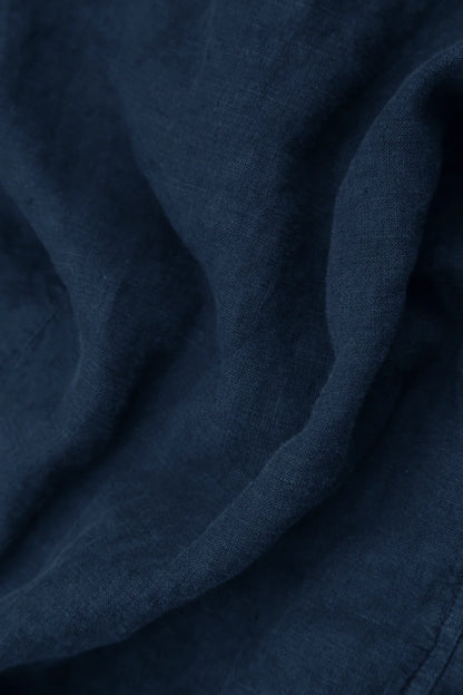 Wide Loose Royal Blue Linen Shirt