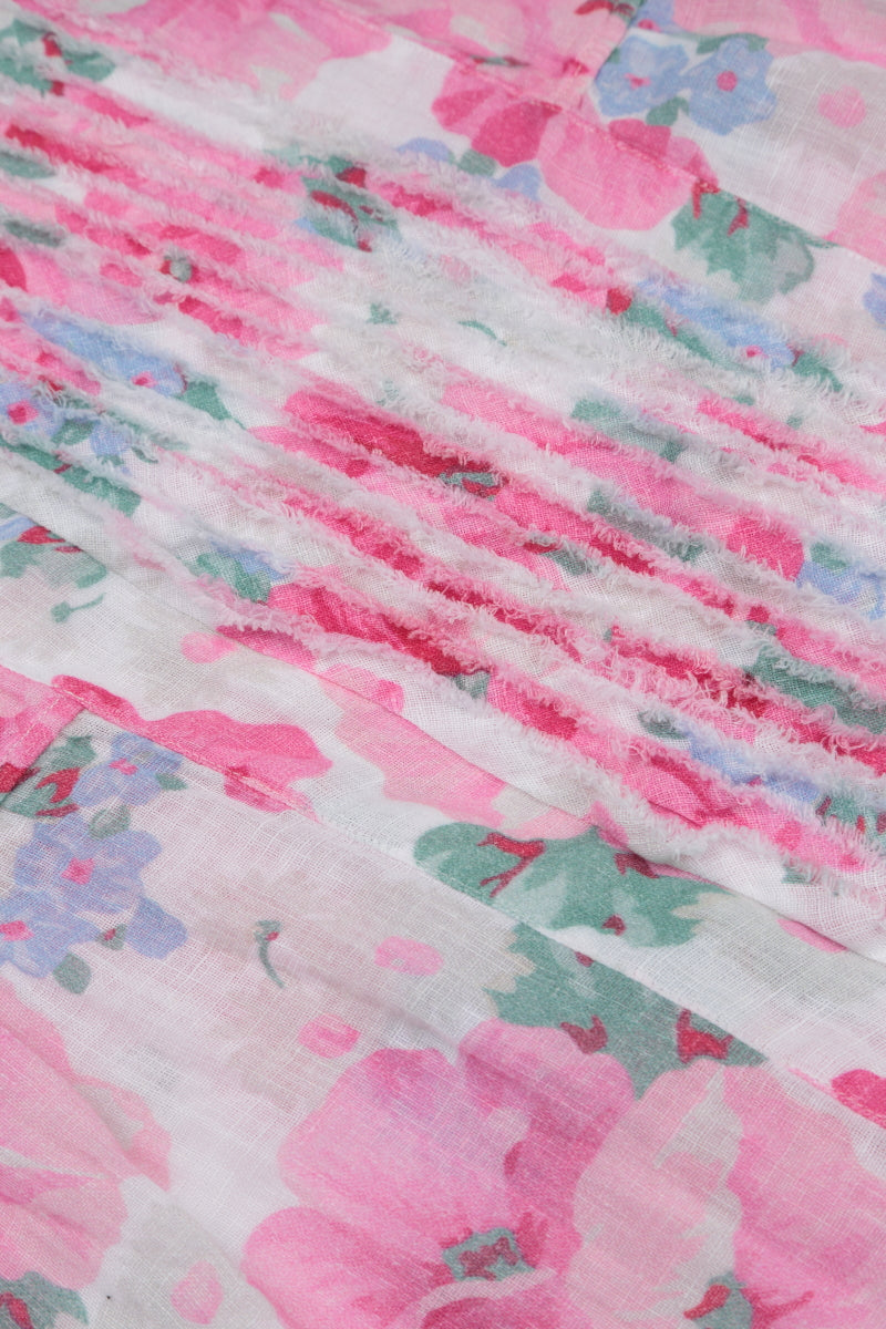 Frill Peony Blossom Gauze Linen Blouse 5