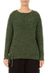 Lace-Up Dark Sage Wool Sweater 1