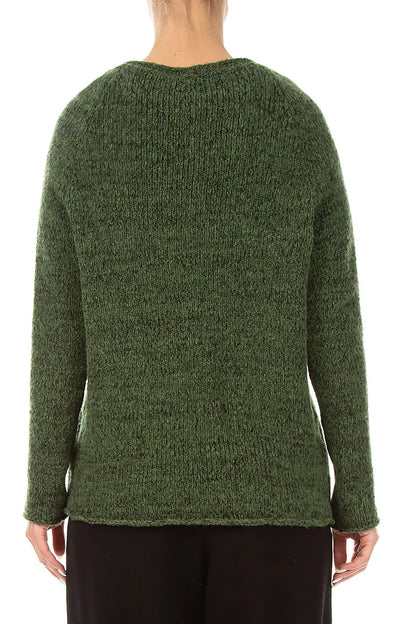 Lace-Up Dark Sage Wool Sweater 2