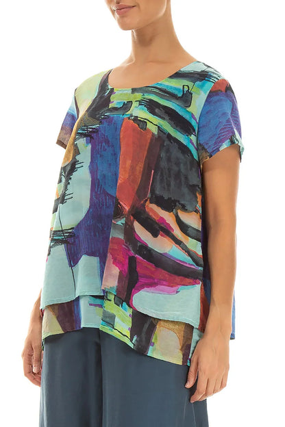 Layered Abstract Silk Cotton Blouse 3