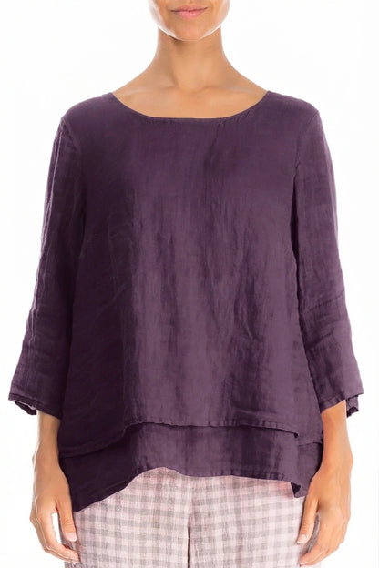 Layered Amethyst Gauze Linen Blouse 1