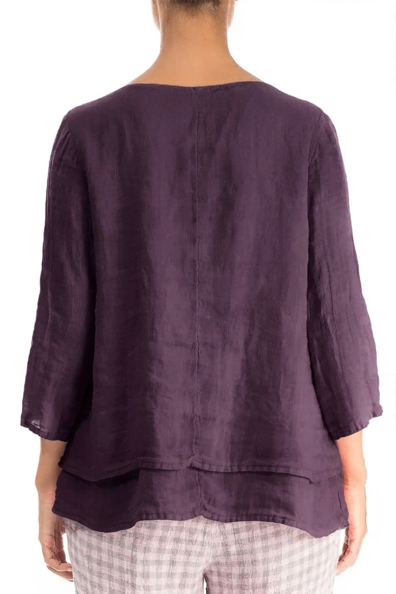 Layered Amethyst Gauze Linen Blouse 2