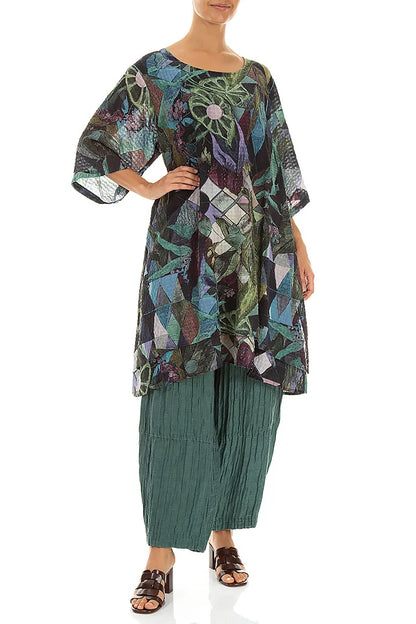 Layered Art Mosaic Textured Silk Tunic 4