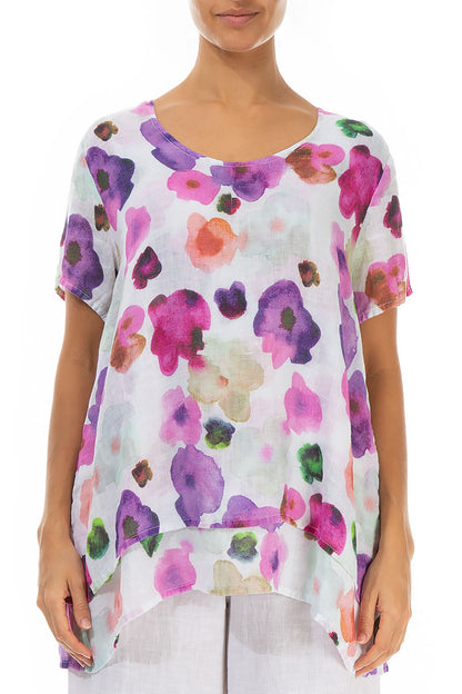 Layered Blossom Gauze Linen Blouse 1