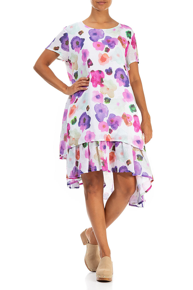 Layered Blossom Gauze Linen Dress 4
