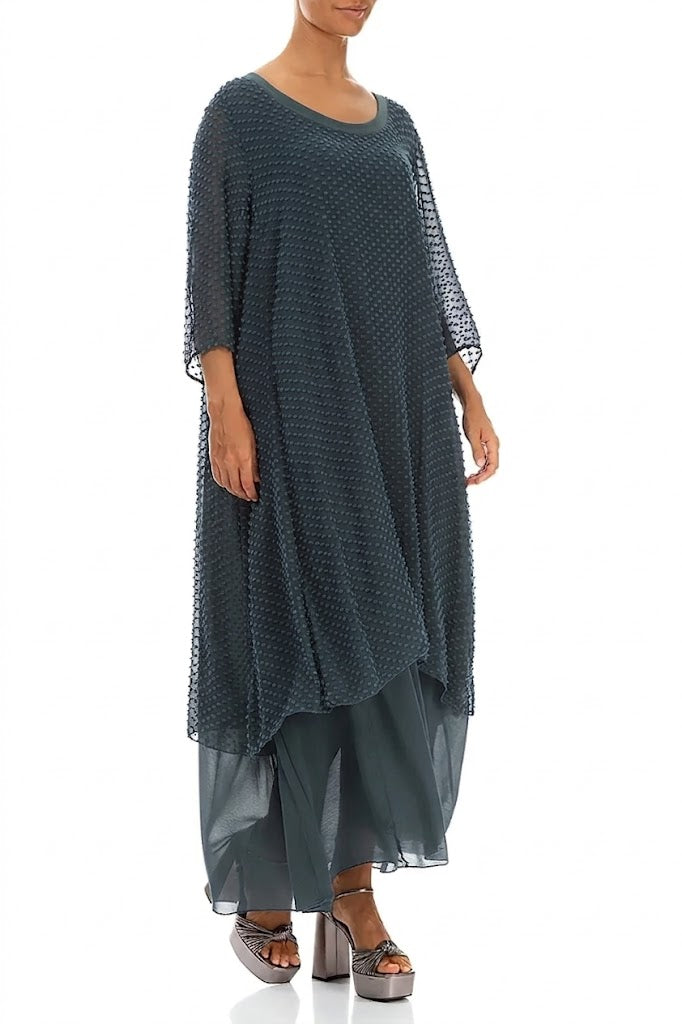 Layered Dotty Graphite Silk Dress 3