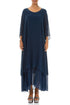 Layered Dotty Navy Silk Dress 1
