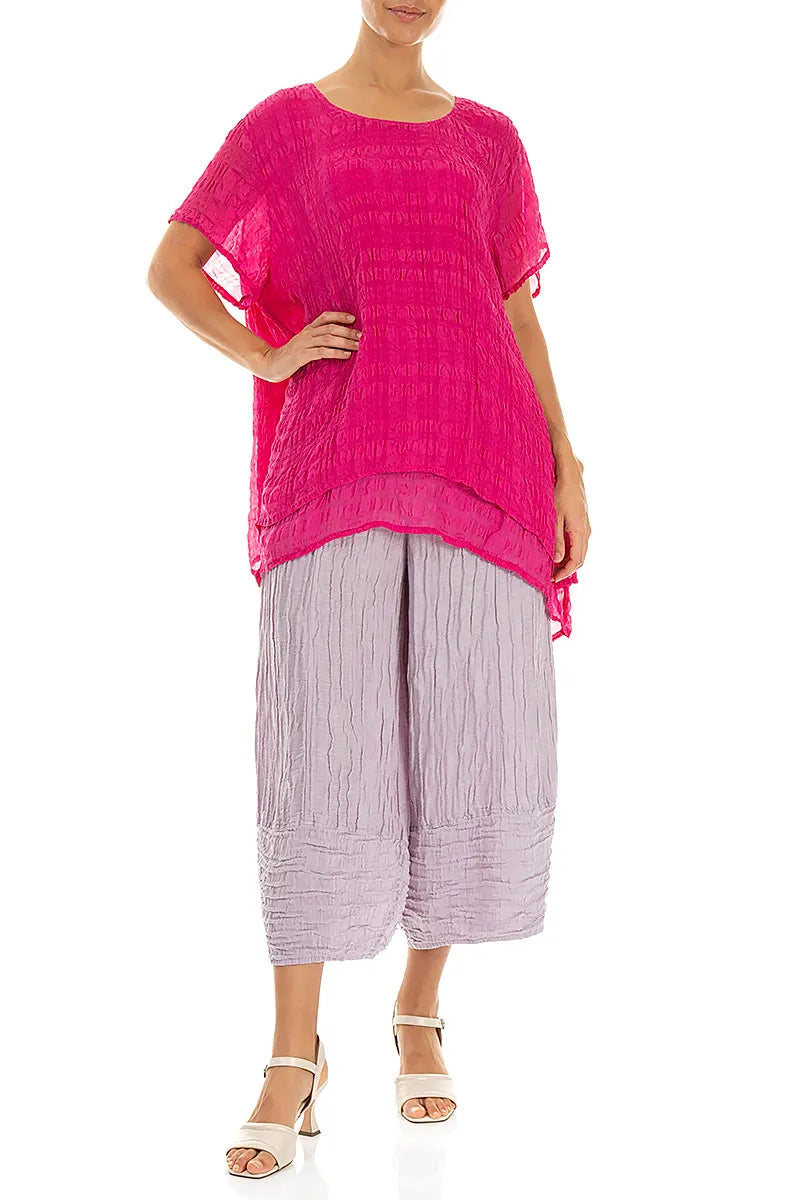 Layered Fuchsia Light Silk Blouse 4