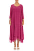 Layered Fuchsia Textured Light Silk Dress 1