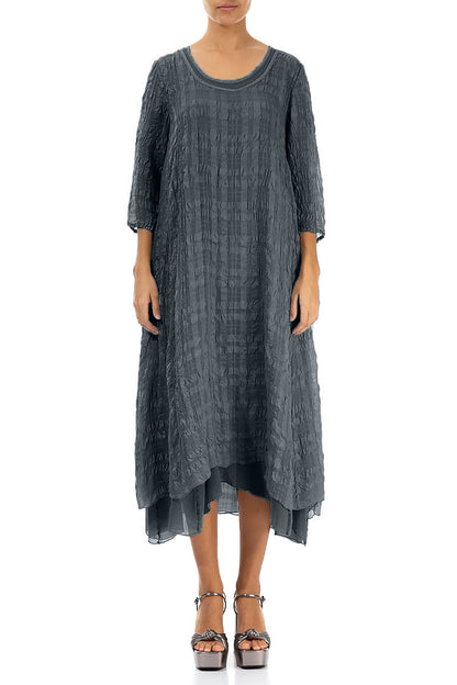 Layered Graphite Textured Light Silk Dress 1