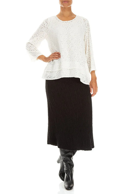 Blouse en Soie blanc cassé à texture florale superposée