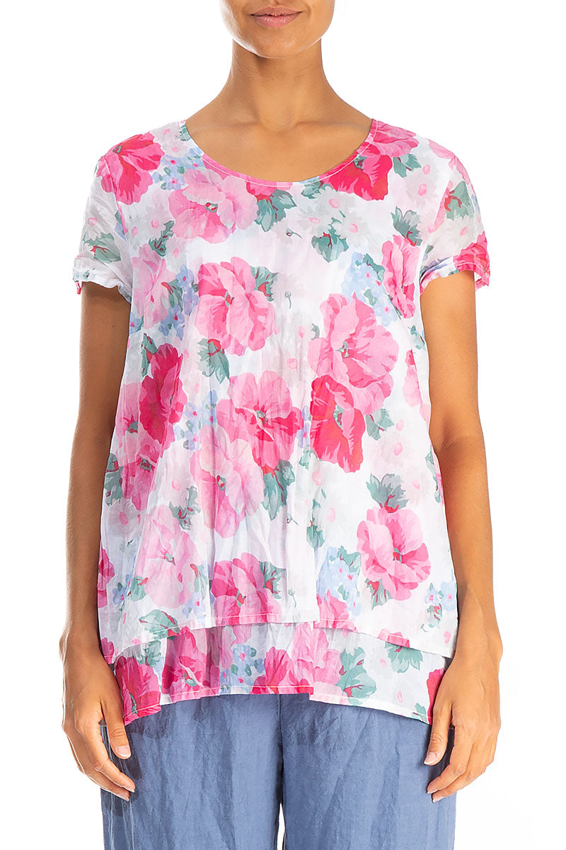 Layered Peony Blossom Cotton Blouse 1