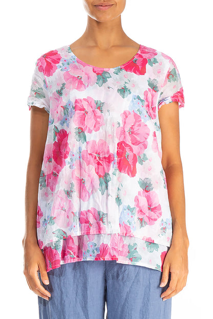 Layered Peony Blossom Cotton Blouse 1