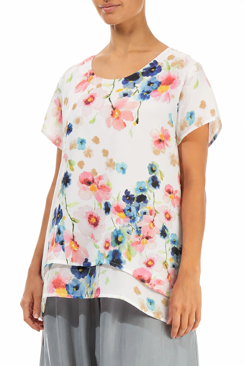 Layered Primrose Silk Bamboo Blouse 3