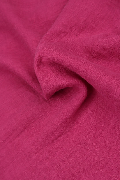 Layered Short Sleeves Fuchsia Gauze Linen Blouse 5