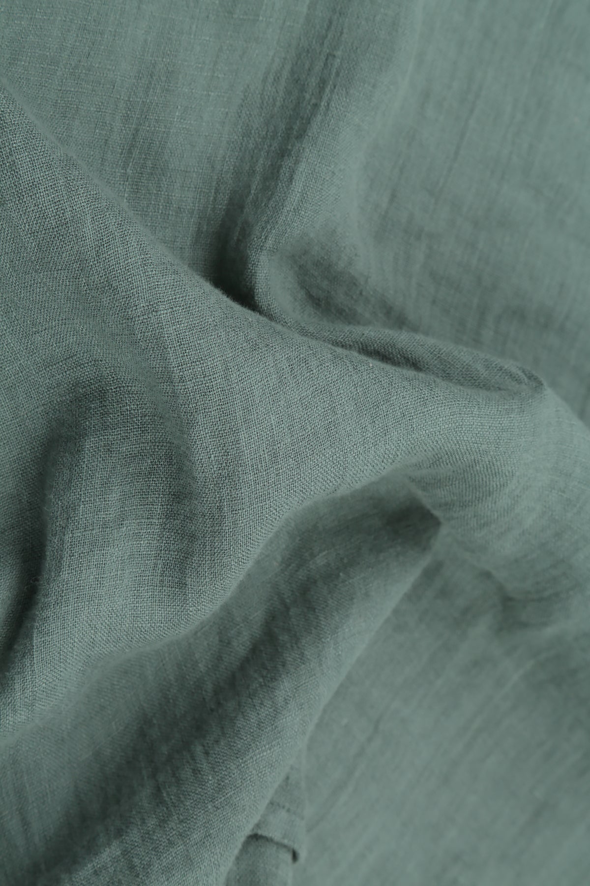 Layered Short Sleeves Sage Gauze Linen Blouse 5