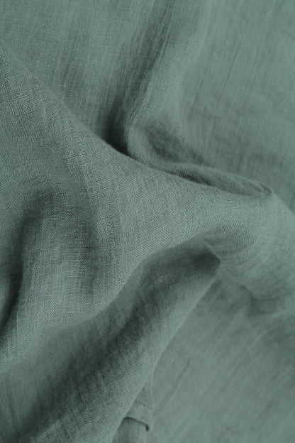 Layered Short Sleeves Sage Gauze Linen Blouse 5