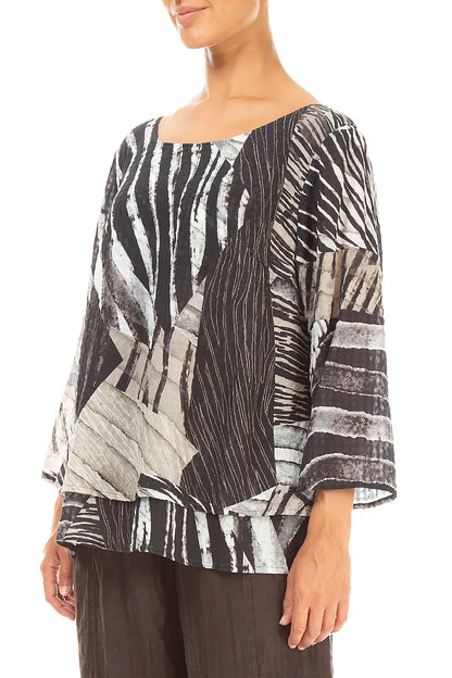 Layered Wild Ink Textured Silk Blouse 3