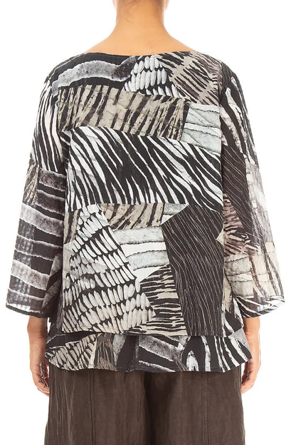 Layered Wild Ink Textured Silk Blouse 2