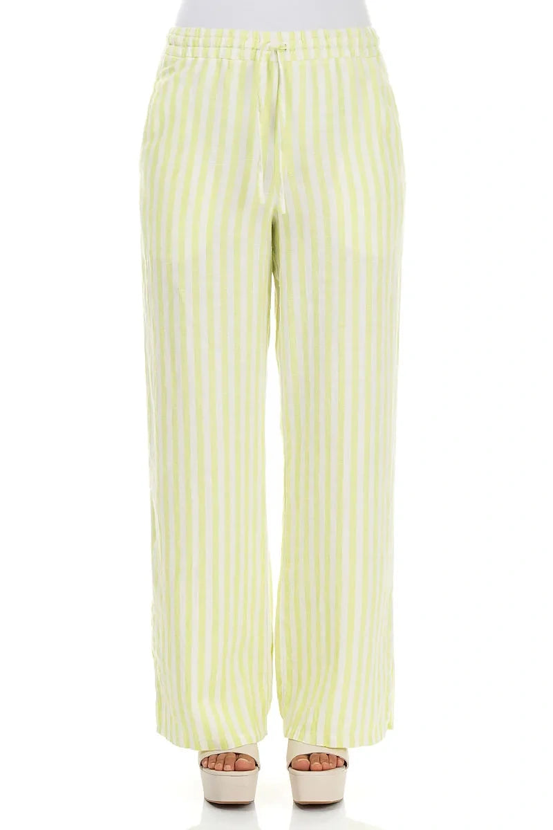 Lime Striped Linen Trousers 1