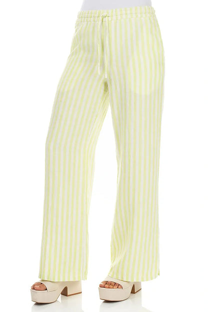 Lime Striped Linen Trousers 3