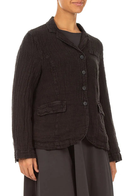 Lined Truffle Brown Mélange Linen Jacket 3