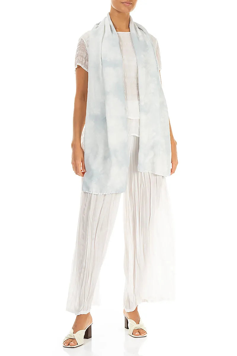 Liquid Silver Pure Silk Scarf 2