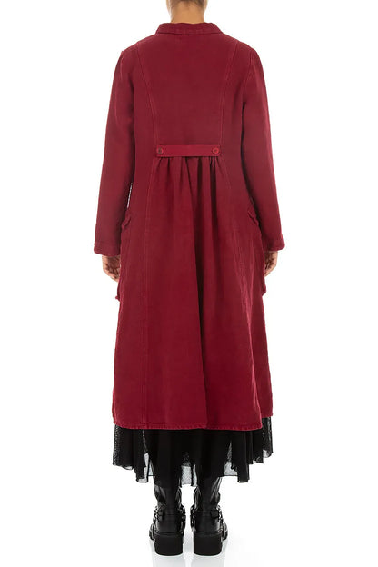 Long Buttonline Ruby Heavy Linen Jacket