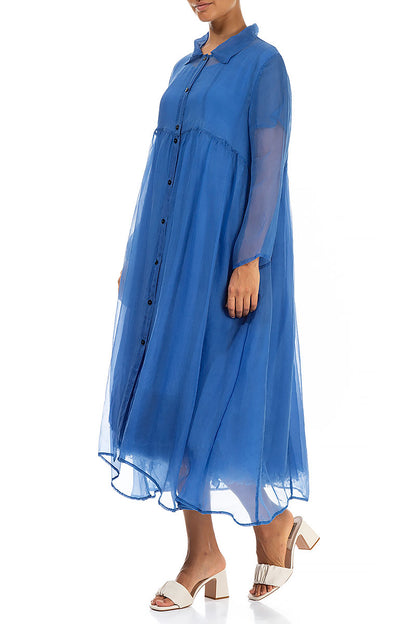 Long Cornflower Silk Chiffon Jacket 4