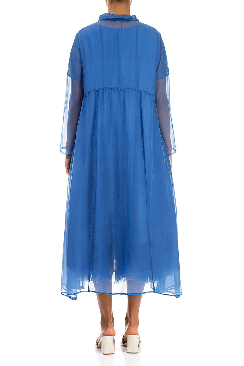 Long Cornflower Silk Chiffon Jacket 2