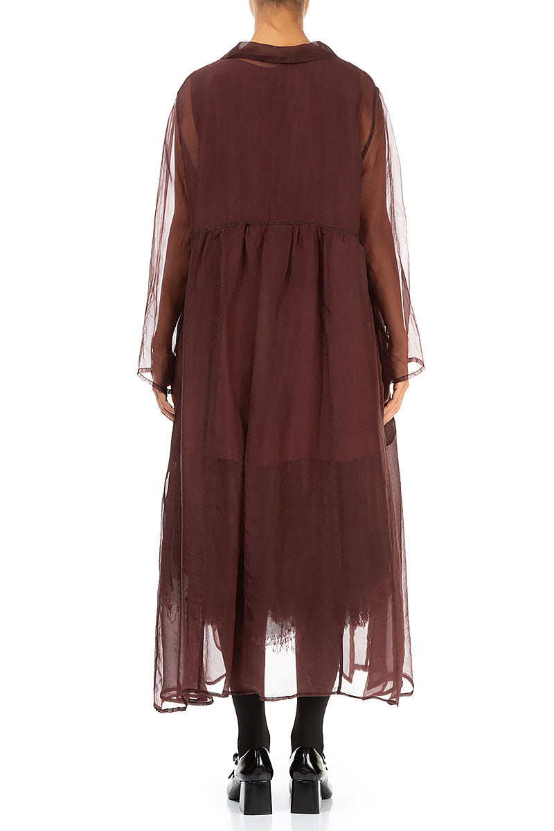 Long Merlot Silk Chiffon Jacket 2