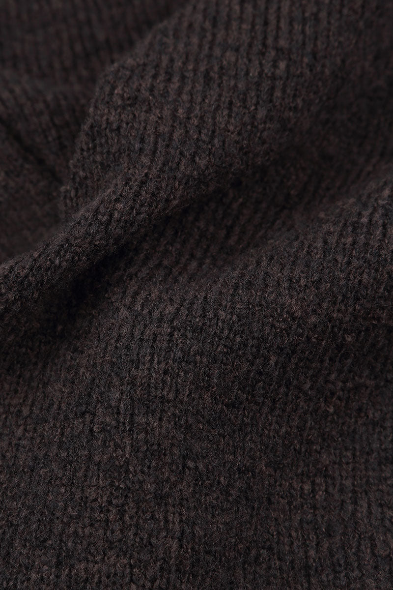 Long Open Chocolate Wool Cardigan 5