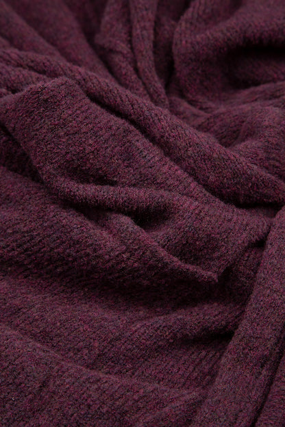 Long gilet ouvert en laine couleur mûre