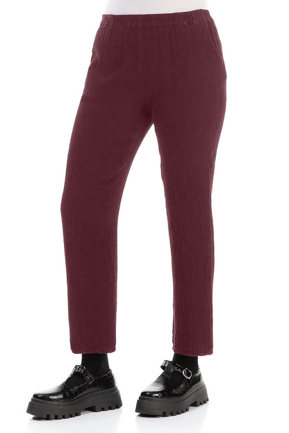 Long Tapered Antique Ruby Linen Viscose Trousers 3