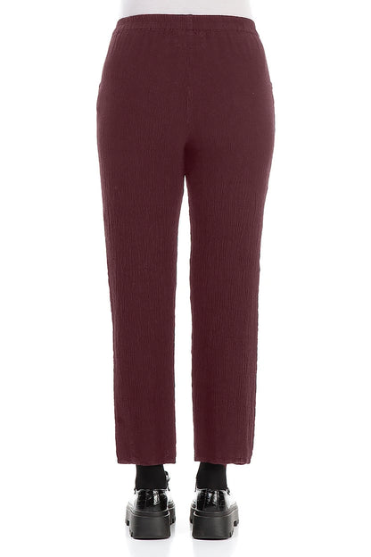 Long Tapered Antique Ruby Linen Viscose Trousers 2