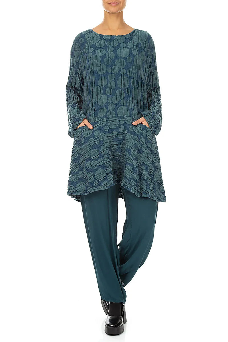 Long Tapered Deep Turquoise Viscose Trousers