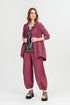 Longer Back Antique Ruby Crinkled Silk Linen Jacket 1