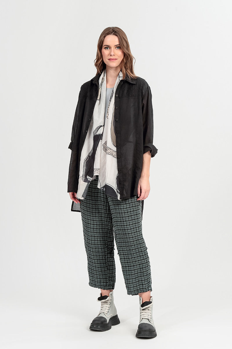 Longer Back Black Cotton Shirt 7