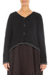 Longer Back Black Wool Cardigan 1